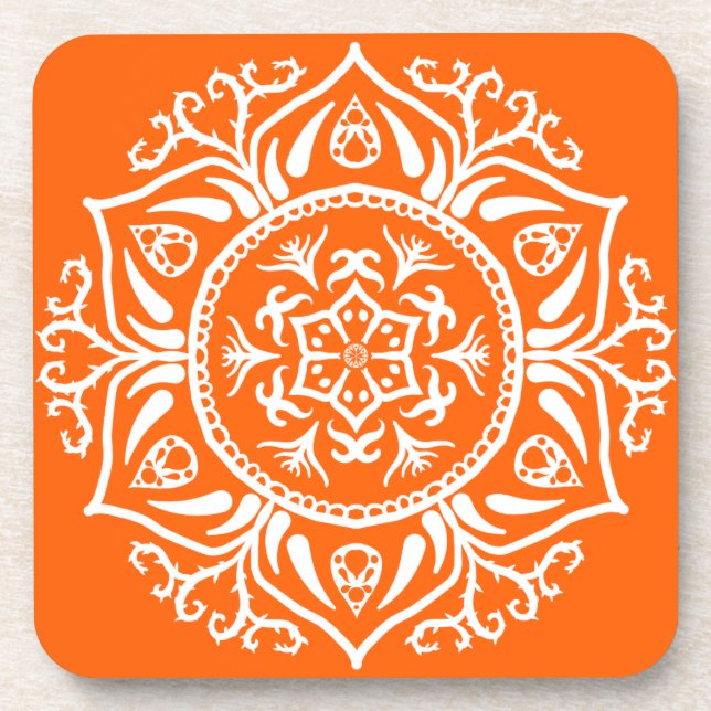 Poppy Mandala Beverage Coaster (Front)