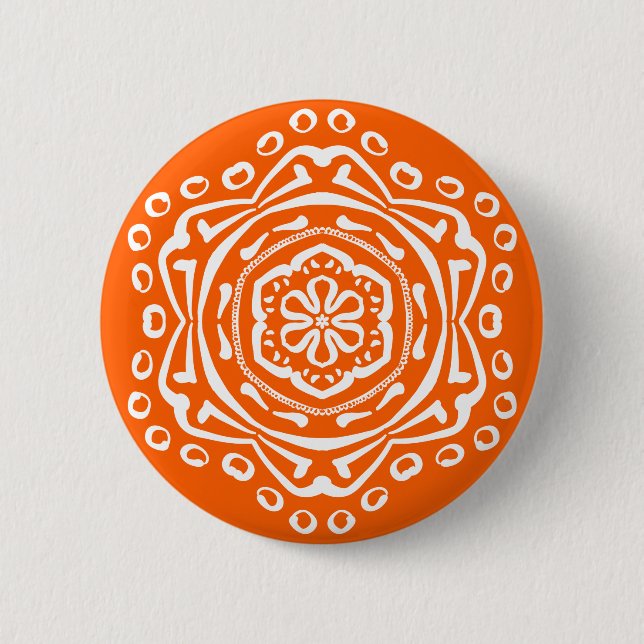 Poppy Mandala Pinback Button (Front)