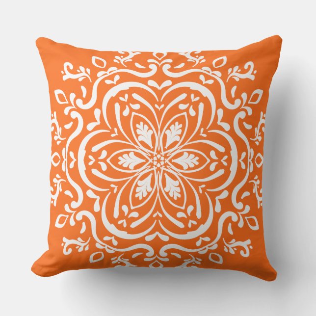 Poppy Mandala Throw Pillow (Front)