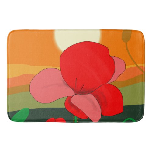 Poppy meadow at sunset   bath mat