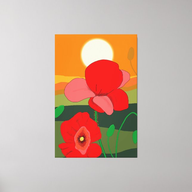 Poppy meadow at sunset  canvas print (Front)