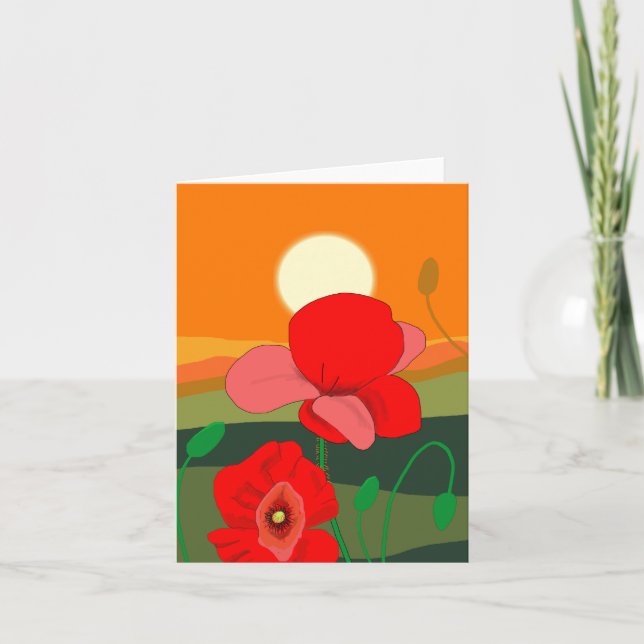 Poppy meadow at sunset  card (Front)