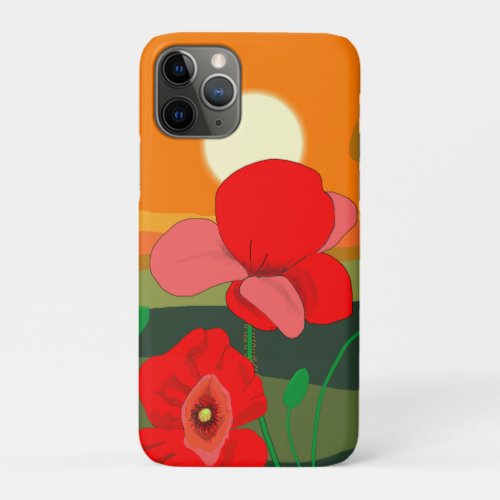Poppy meadow at sunset   iPhone 11 pro case