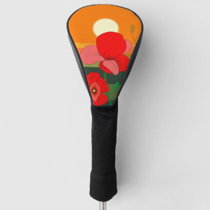 Poppy meadow at sunset golf head cover