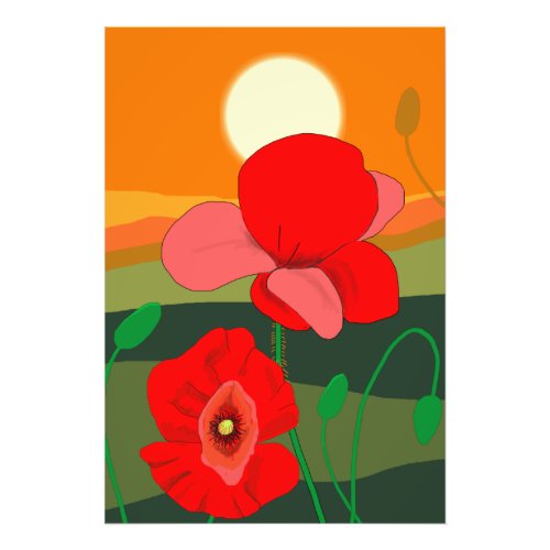 Poppy meadow at sunset  photo print