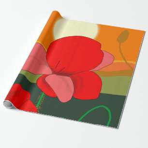 Poppy meadow at sunset   wrapping paper