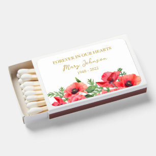 Poppy Memorial Funeral Favor Matchboxes
