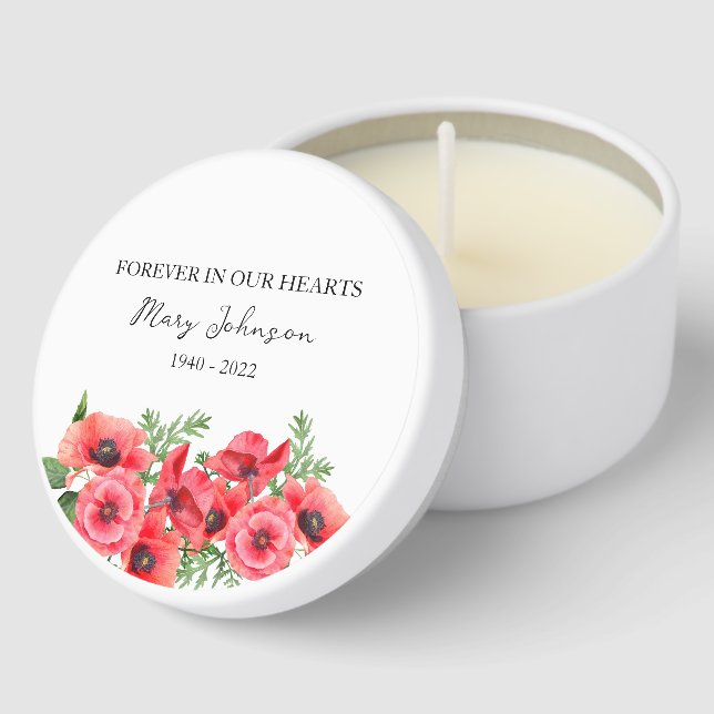 Poppy Memorial Funeral Mini Candle Favors (Corner)