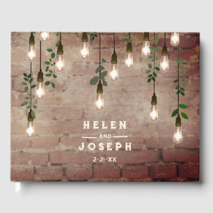 Poppy Monogram Dark Wedding Guest Book