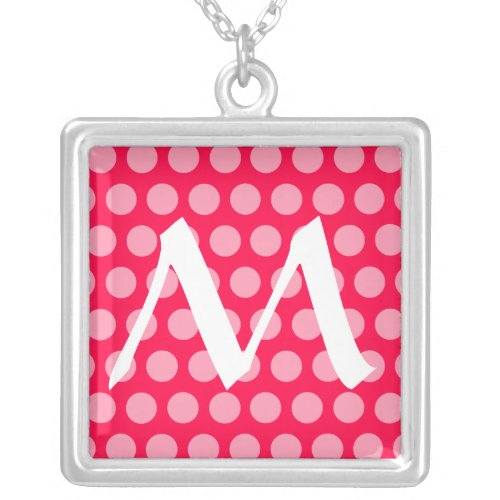 Poppy Moroccan Dots with monogram Silver Plated Necklace