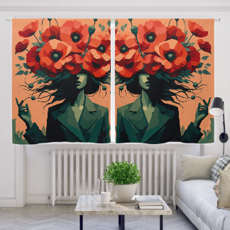 Poppy Muse Floral Blackout Curtain Pair