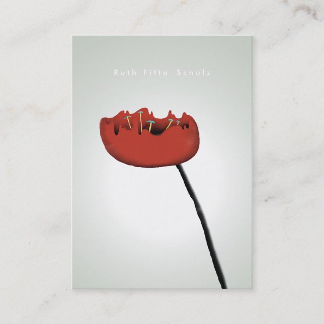Poppy nature moonlight red elegant business card (Front)