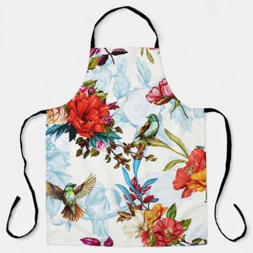 Poppy  Nightingale Floral Watercolor Apron
