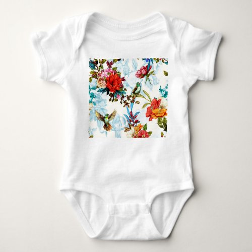 Poppy  Nightingale Floral Watercolor Baby Bodysuit