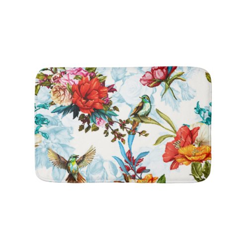 Poppy  Nightingale Floral Watercolor Bath Mat