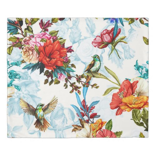 Poppy  Nightingale Floral Watercolor Duvet Cover