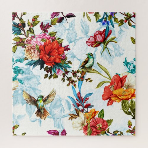 Poppy  Nightingale Floral Watercolor Jigsaw Puzzle