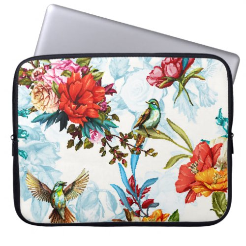 Poppy  Nightingale Floral Watercolor Laptop Sleeve