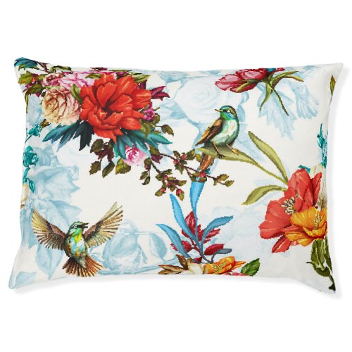 Poppy  Nightingale Floral Watercolor Pet Bed