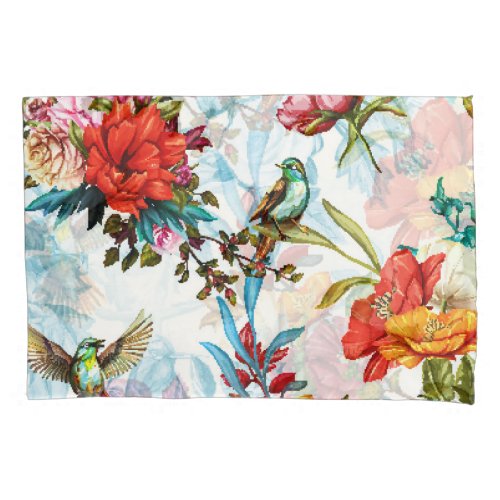 Poppy  Nightingale Floral Watercolor Pillow Case