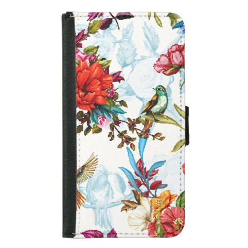 Poppy  Nightingale Floral Watercolor Samsung Galaxy S5 Wallet Case