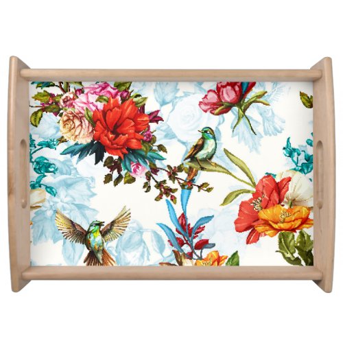 Poppy  Nightingale Floral Watercolor Serving Tray