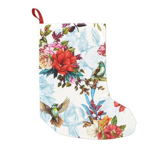 Poppy  Nightingale Floral Watercolor Small Christmas Stocking