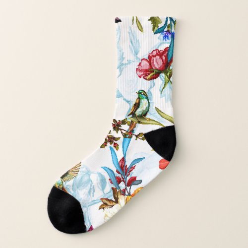 Poppy  Nightingale Floral Watercolor Socks