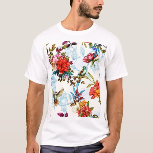 Poppy  Nightingale Floral Watercolor T_Shirt