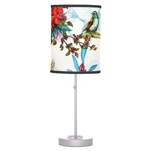 Poppy  Nightingale Floral Watercolor Table Lamp