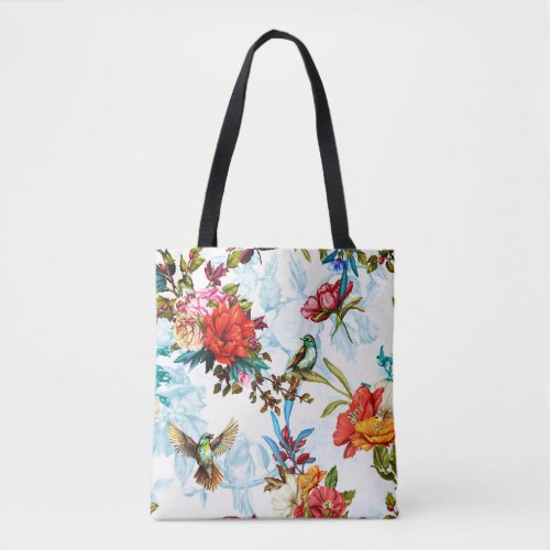 Poppy  Nightingale Floral Watercolor Tote Bag