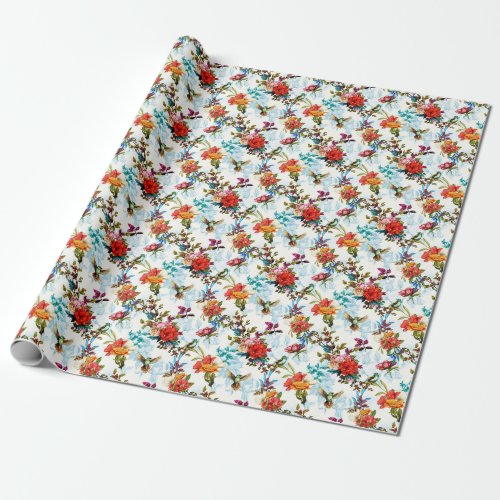 Poppy  Nightingale Floral Watercolor Wrapping Paper