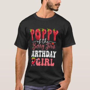 Poppy of Berry First Birthday Girl Sweet One Straw T-Shirt