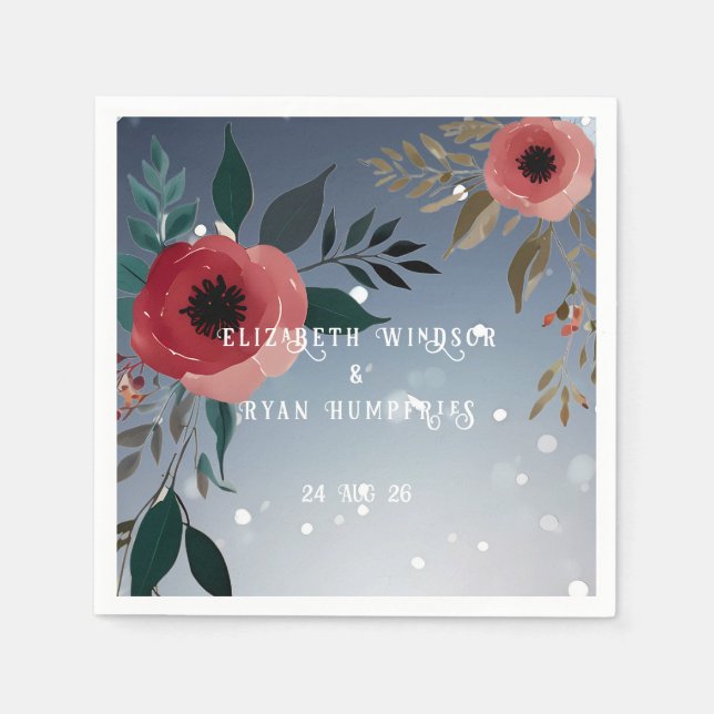 Poppy of Love" Wedding Invitation Collection Napkins (Front)