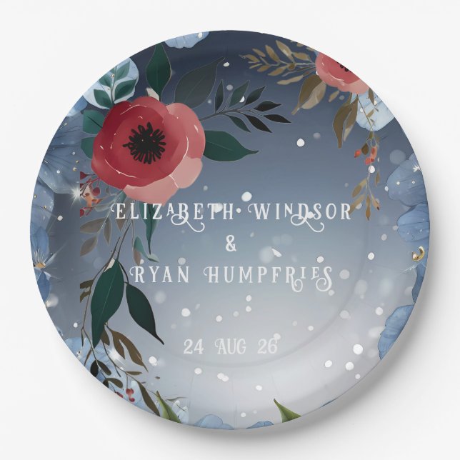 Poppy of Love" Wedding Invitation Collection Paper Plates (Front)