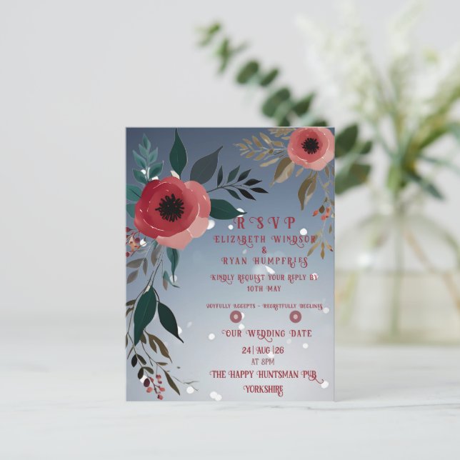 Poppy of Love" Wedding Invitation Collection Postcard (Standing Front)