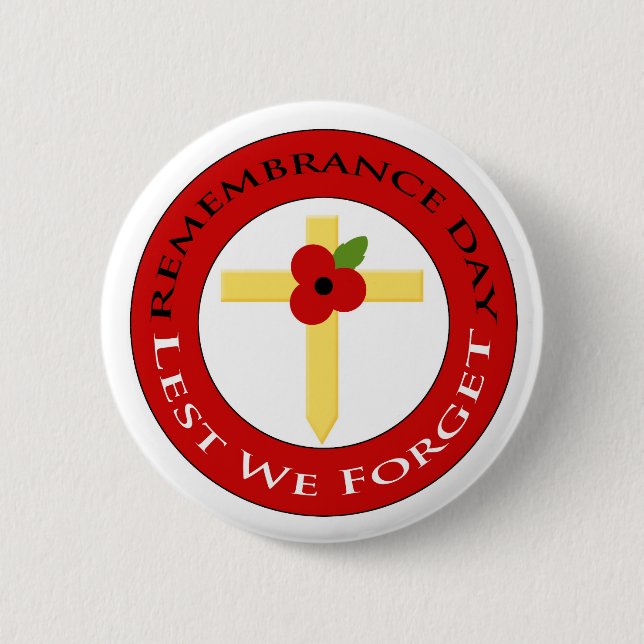 Poppy on cross - Badge Pinback Button (Front)
