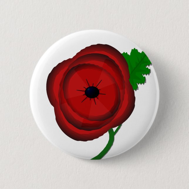 Poppy on white - badge pinback button (Front)