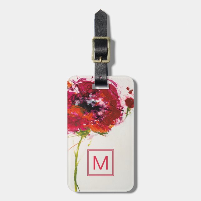 Poppy on White Luggage Tag (Front Vertical)