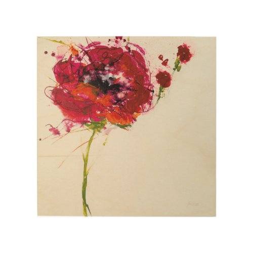 Poppy on White Wood Wall Decor