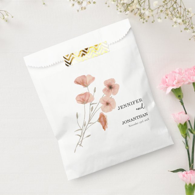 Poppy Orange Flower Wedding  Favor Bag (Sealed)