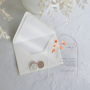 Poppy Orange Flower Wedding Save the Date