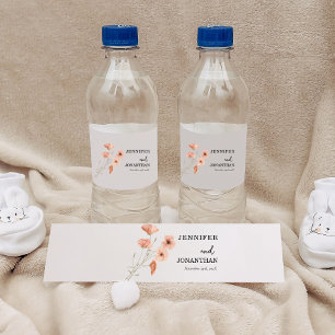 Poppy Orange Flower Wedding  Water Bottle Label