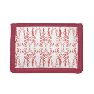 Poppy Outline, Red on White, Nylon Trifold Wallet