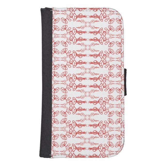 Poppy Outline, Red on White, Wallet Phonecase (Front)