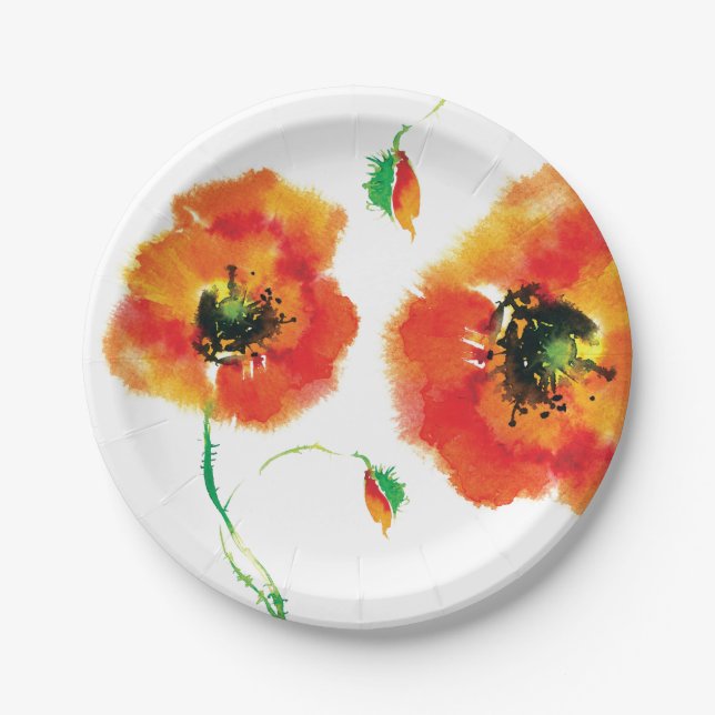Poppy paper plate for party or bbq (Front)