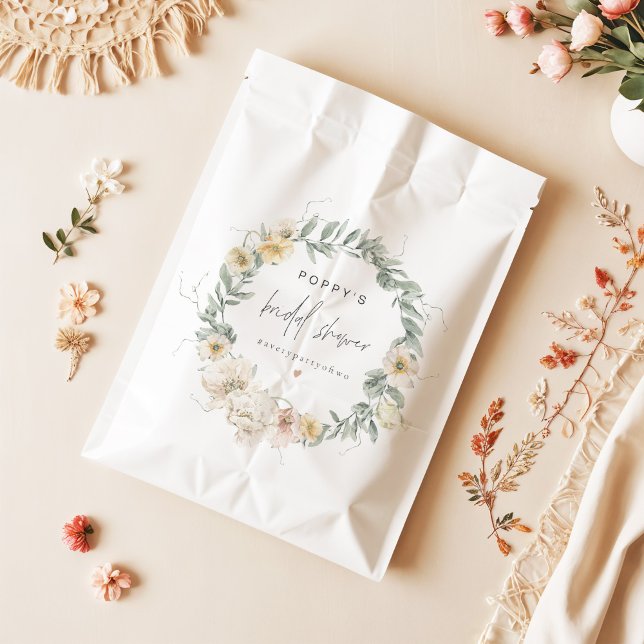 POPPY Pastel Watercolor Wildflower Bridal Shower Favor Bag (Creator Uploaded)