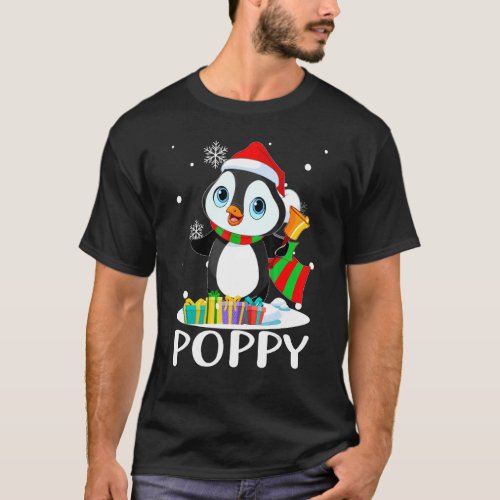 Poppy Penguins Santa Hat  Christmas Matching Famil T_Shirt