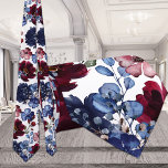 Poppy & Peony Red White & Blue Wedding Neck Tie<br><div class="desc">A waercolor-painted red,  white & blue,  burgundy navy wedding neck tie featuring navy blue and burgundy poppies and peonies against a pure white background.</div>