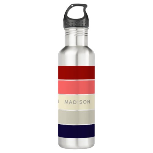 Poppy Perfect Colorblock Personalized Name Stainless Steel Water Bottle